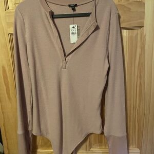 Express waffle knit Long Sleeve Bodysuit